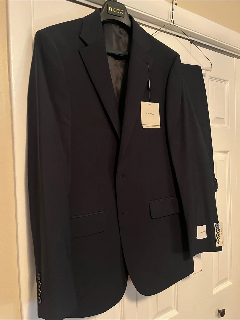 Calvin Klein Men’s Slim-Fit Wool-Blend Stretch Suit Jacket 40L & Trousers 32x34